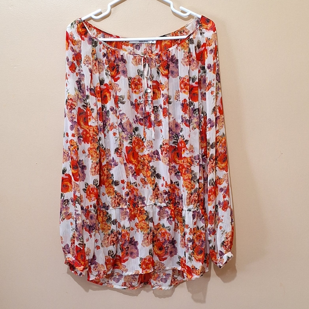 Erin Blair Sheer Floral Long Sleeve Top